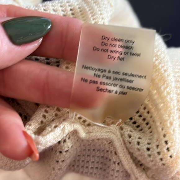 Alice + Olivia Long Cardigan Sweater Duster Wool & Cashmere Open Cream Medium - Picture 10 of 11